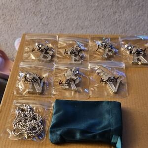 White Gold Plated Necklaces w/rhinestone (B,E,F,K,N,R,V)